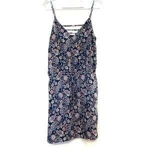 Artisan NY Blue and Pink Paisley Tie Waist Fully Lined Sun Dress Women’s S